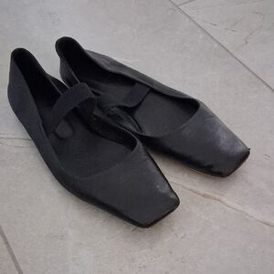 Aeyde Black Square-Toe Flats